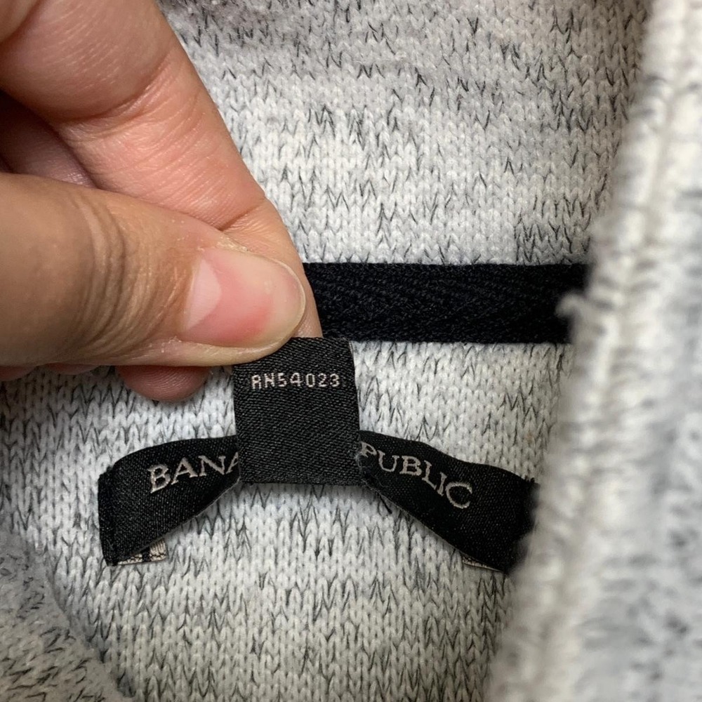 Banana Republic Jacket Mens S Gray Dasera Marled Fleece Fuzzy and Cozy Mock Neck - Picture 7 of 13